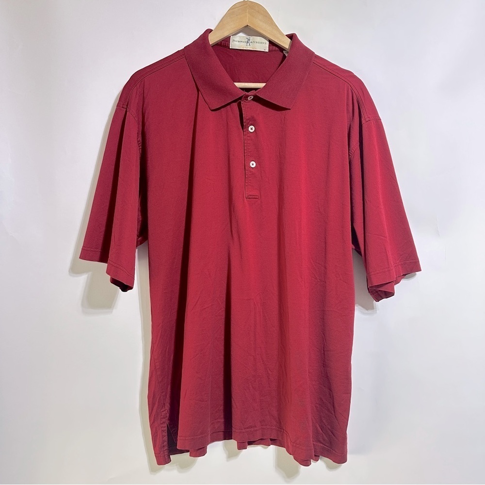 Fairway & Greene maroon Red gold Polo Shirt cotton size XL